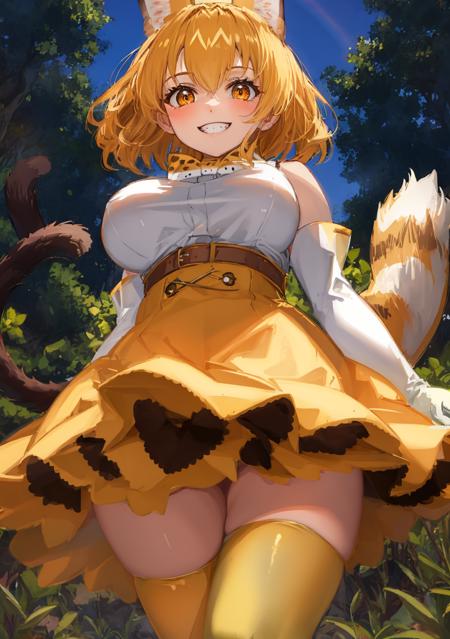 09055-3591715594-beautiful, masterpiece, best quality, 1girls, serval, blonde hair, cat ears, cat tail, high-waist skirt, highres, kemono friends.png